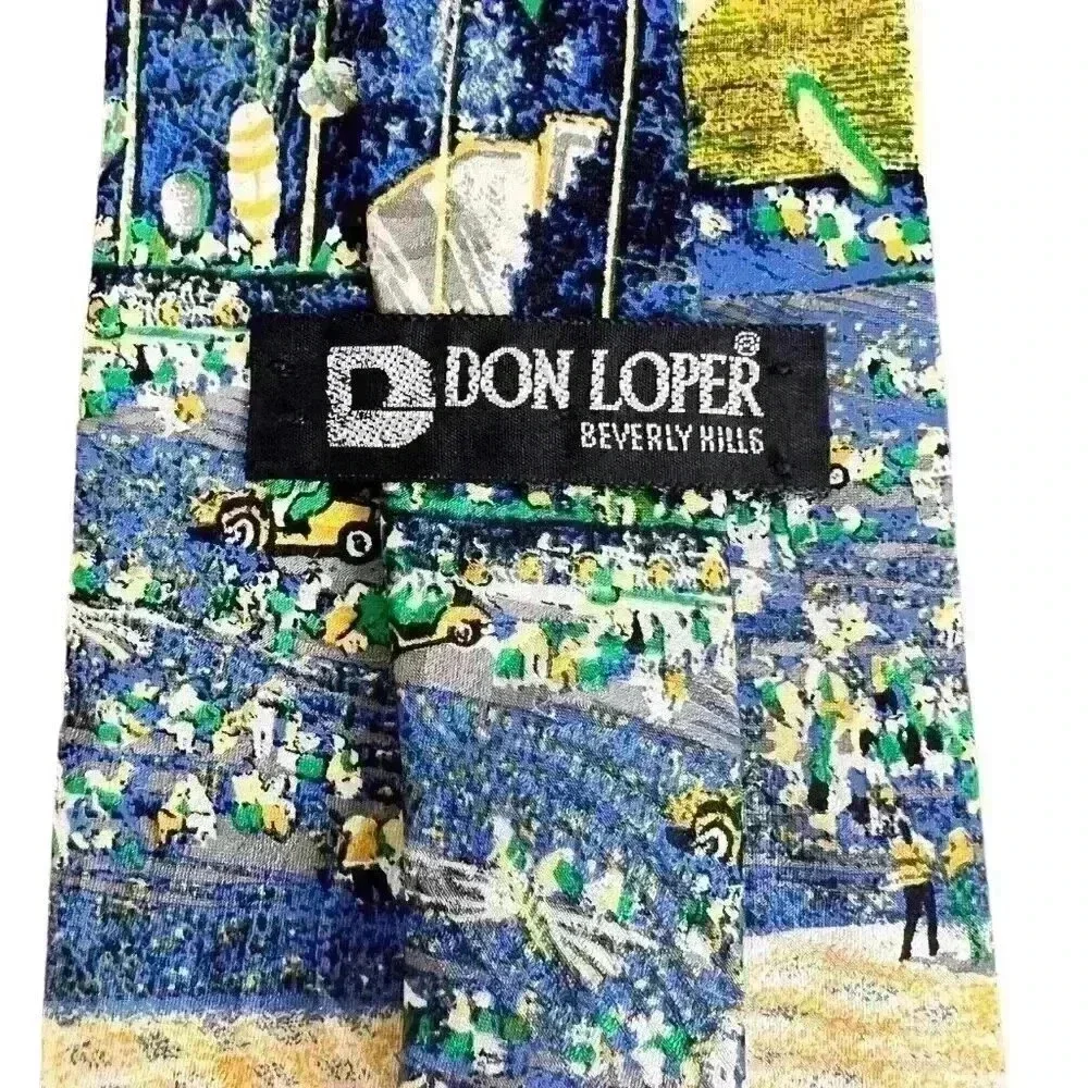 DON LOPER Men’s‎ 100% Silk Tie Necktie Golf Scene Golfing 4” Wide